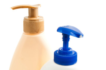 Fototapeta na wymiar bottles with shampoo and shower gel
