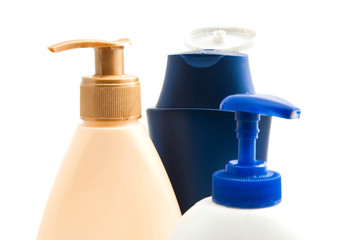 Fototapeta na wymiar bottles with shampoo and gel