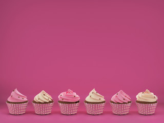 Cupcakes on the pink backgroud 