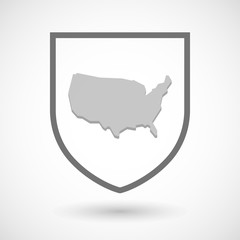 Line art shield icon with  a map of the USA