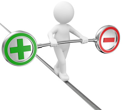 recommend clip art: 3d Männchen Balance auf dem Drahtseil plus minus