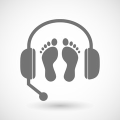Assistance headset icon with two footprints