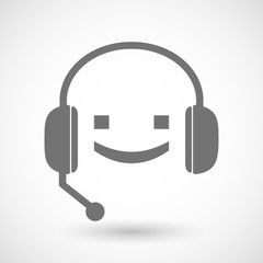 Assistance headset icon with a smile text face