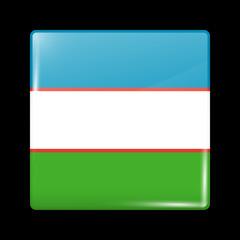 Uzbekistan Variant Flag. Glassy Icon Square Shape
