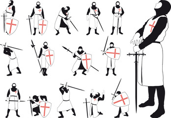 Set of silhouettes of the Crusader
