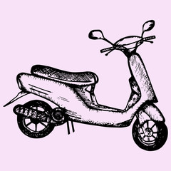 scooter, doodle style, sketch illustration