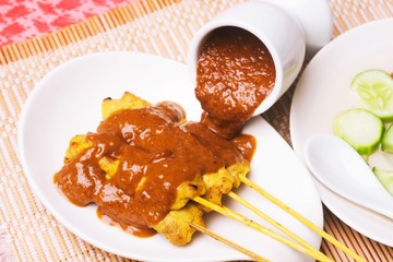 Grilled Pork Satay with Peanut Sauce and Vinegar