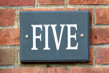 House number 5 sign