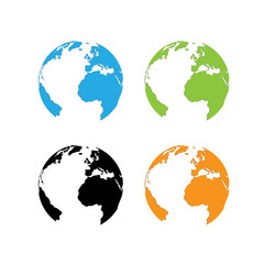 Four isolated 3d earth logo