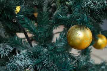 Gold Christmas ornament hanging