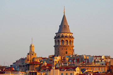 Galata Tower in Istanbul, Turkey. - obrazy, fototapety, plakaty