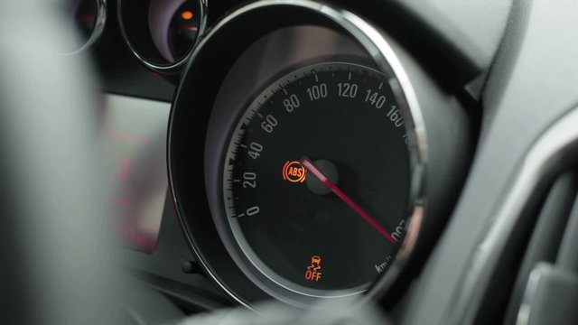 The speedometer of the car. Close-up.