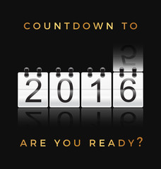 Countdown to 2016 with flipping calendar and reflect shadow . Happy new year 2016, Are you ready?