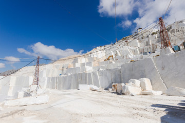 White marble quarry working site in Carrara, Tuscany, Italy