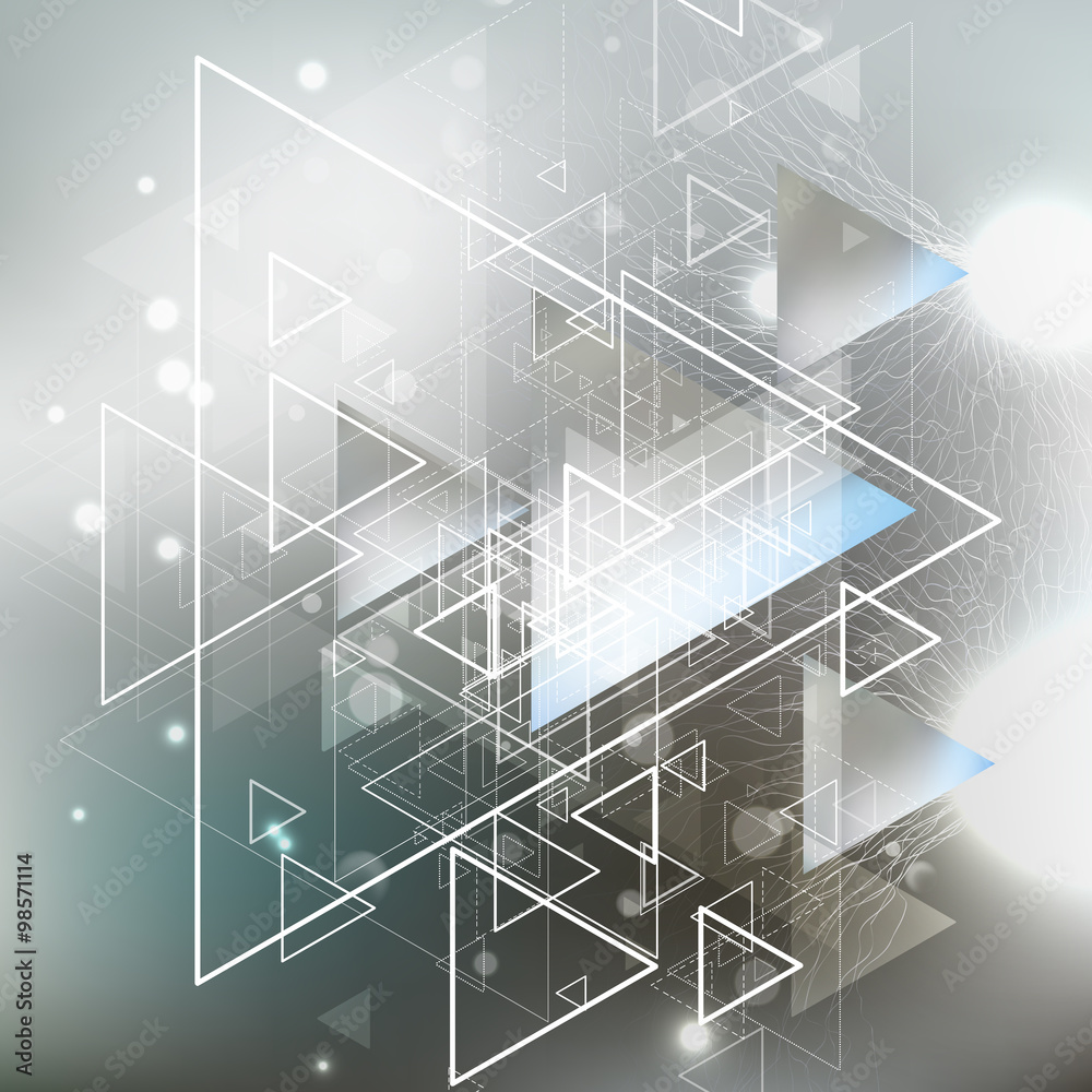Poster abstract blurred vector background with triangles, lines and dots