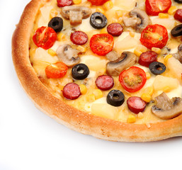 Delicious pizza, isolated on white