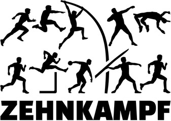 Decathlon silhouette of athletics german
