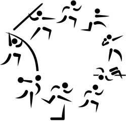 Decathlon symbols arranged in a circle
