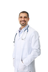 Fototapeta premium Portrait of a doctor isolated on white background