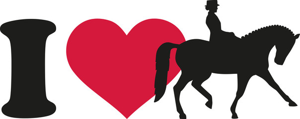 Fototapeta na wymiar I love dressage horse with rider