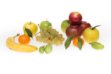 Ripe fruits isolated on white background