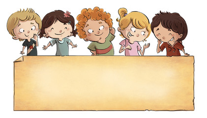 niños felices con tablero © cirodelia