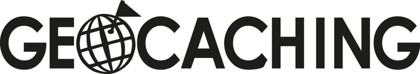 Geocaching word with globe © Miceking