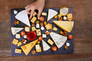 Cheese for tasting, top view