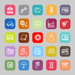 Banking and financial line flat icons