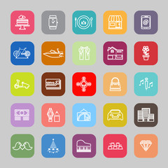 Birthday gift line flat icons