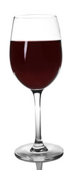 Glass of red wine on light background