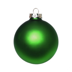 Close-up of an isolated green christmas ball