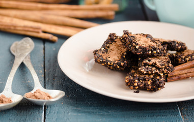 New Year's chocolate cookies with green buckwheat