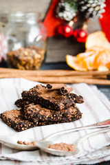 New Year's raw chocolate cookies with green buckwheat
