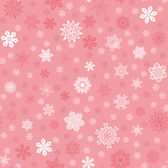 Seamless winter pink background with snowflakes