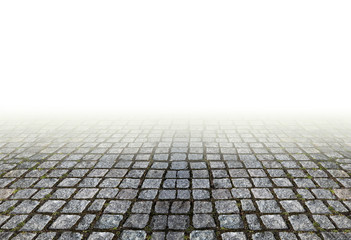 Old stone pavement on white background