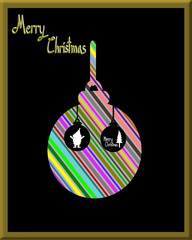 Merry Christmas, Colorful silhouette christmas ball in picture frame, illustration