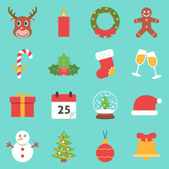 Christmas Holiday Icons Flat