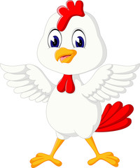 illustration of Cute rooster cartoon presenting