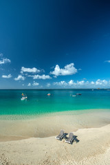 Fototapeta na wymiar Grand Case beach, Saint Martin, French West Indies