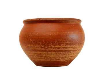 Big vintage used jar isolated on white background.