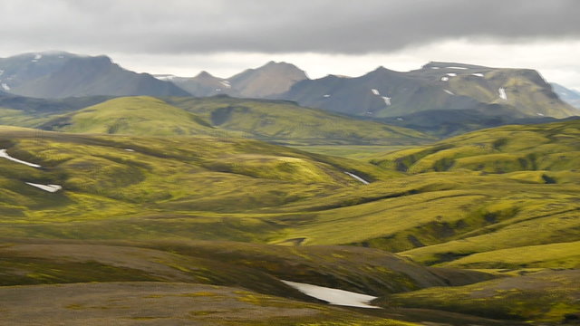 Green mountains in Iceland