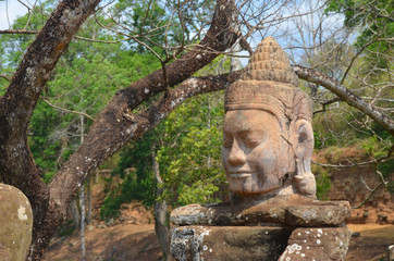 Fototapeta na wymiar Cambodia Angkor Wat Statue Head