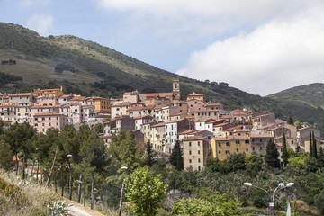 Fototapeta na wymiar Rio nell'Elba, village at a hill, Elba, Tuscany, Italy, Europe