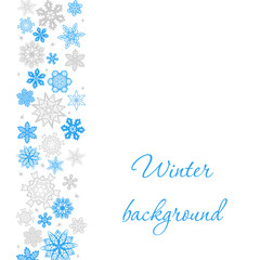 Christmas white square background with snowflakes to the left border