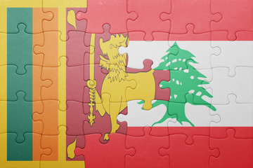 puzzle with the national flag of sri lanka and lebanon