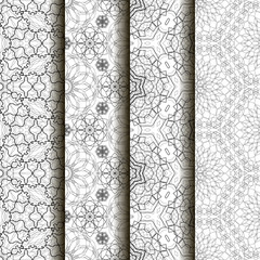 4 different vector seamless patterns. ated black Endless texture can be used for wallpaper, pattern fills, web page background,surface textures.