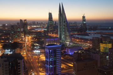 Manama City at night, Bahrain