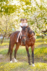 Fototapeta premium portrait of two girls of girlfriends on a summer nature