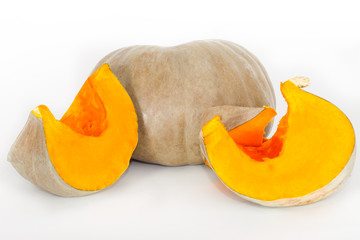 Organic white pumpkins with pumpkin slices